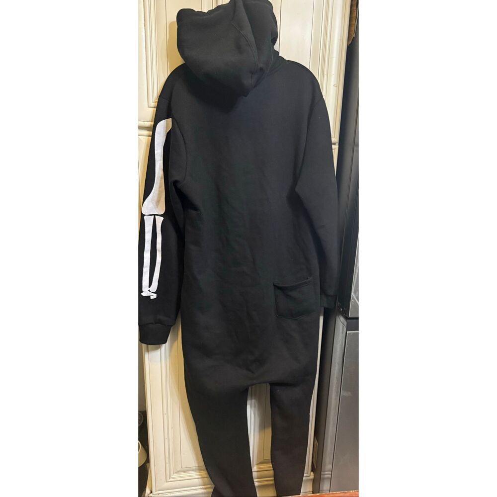 Noroze Men's Skeleton Fleece Jumpsuit Pajama Halloween Costume Black White Large - Picture 10 of 10